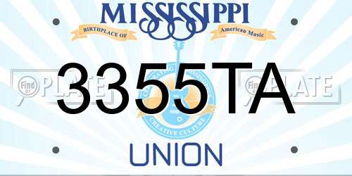 3355TA Mississippi License Plate