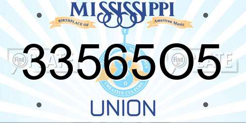 33565O5 Mississippi License Plate