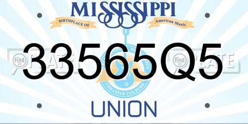 33565Q5 Mississippi License Plate