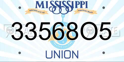 33568O5 Mississippi License Plate