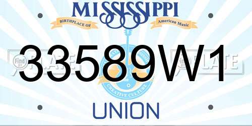 33589W1 Mississippi License Plate