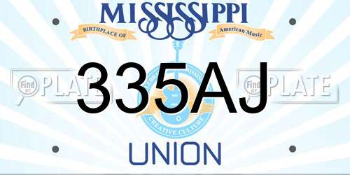 335AJ Mississippi License Plate