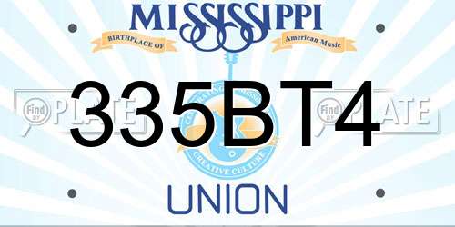 335BT4 Mississippi License Plate