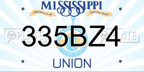 335BZ4 Mississippi License Plate