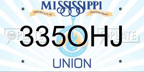 335OHJ Mississippi License Plate