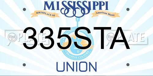 335STA Mississippi License Plate