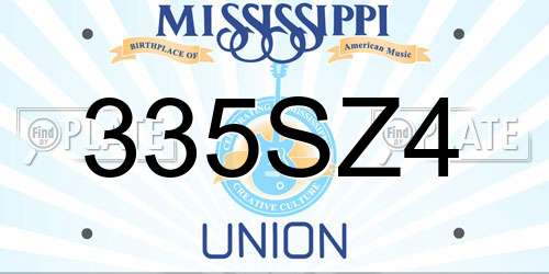 335SZ4 Mississippi License Plate