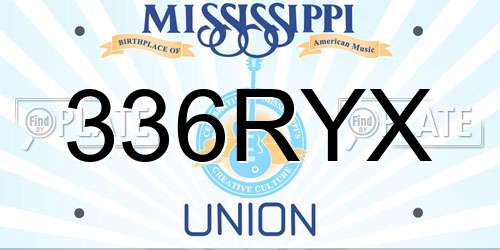 336RYX Mississippi License Plate