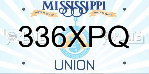 336XPQ Mississippi License Plate