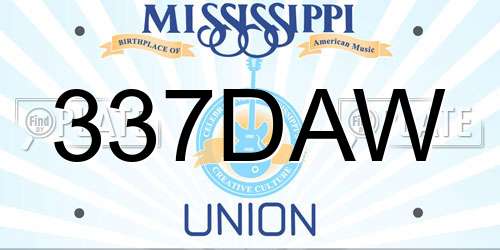 337DAW Mississippi License Plate