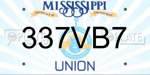 337VB7 Mississippi License Plate