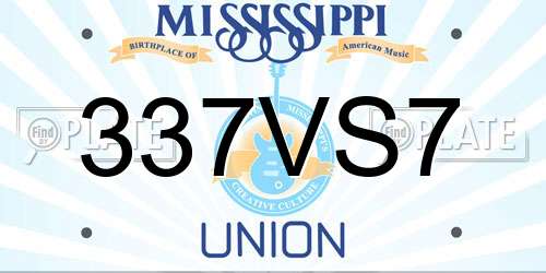 337VS7 Mississippi License Plate