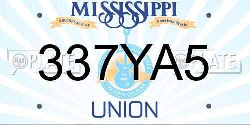 337YA5 Mississippi License Plate