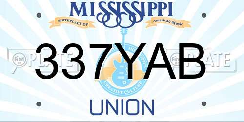 337YAB Mississippi License Plate