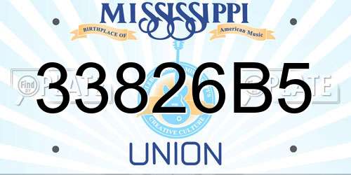 33826B5 Mississippi License Plate