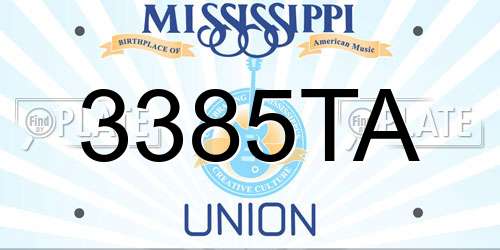 3385TA Mississippi License Plate