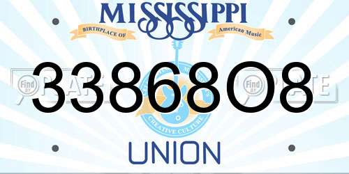 33868O8 Mississippi License Plate
