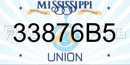 33876B5 Mississippi License Plate