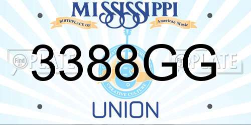 3388GG Mississippi License Plate