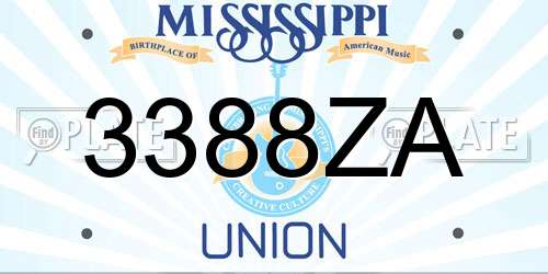 3388ZA Mississippi License Plate