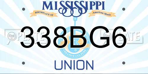 338BG6 Mississippi License Plate