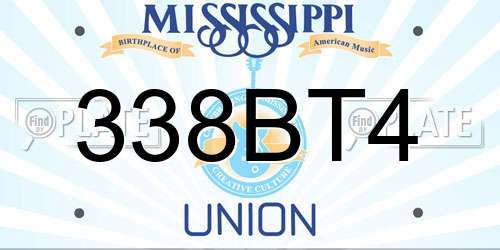 338BT4 Mississippi License Plate