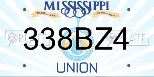 338BZ4 Mississippi License Plate