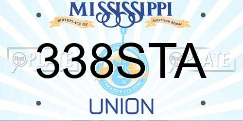 338STA Mississippi License Plate