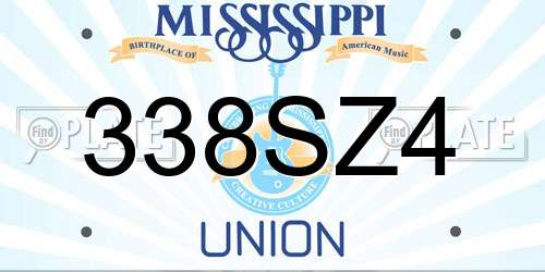 338SZ4 Mississippi License Plate