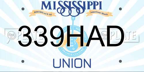 339HAD Mississippi License Plate