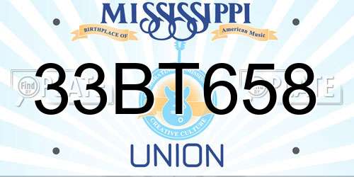 33BT658 Mississippi License Plate