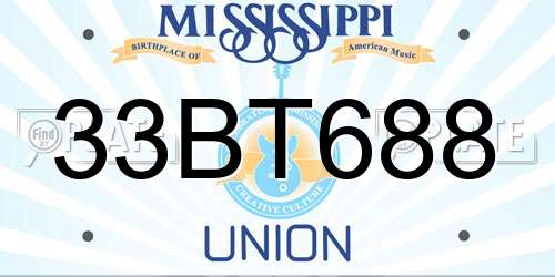 33BT688 Mississippi License Plate