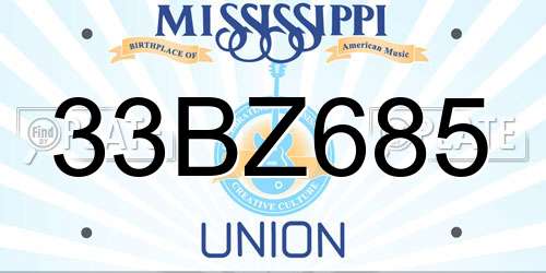 33BZ685 Mississippi License Plate