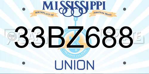 33BZ688 Mississippi License Plate