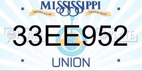 33EE952 Mississippi License Plate