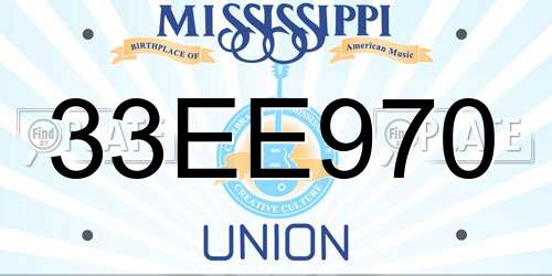 33EE970 Mississippi License Plate