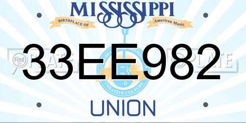 33EE982 Mississippi License Plate