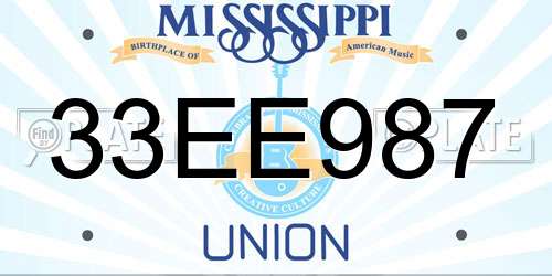 33EE987 Mississippi License Plate