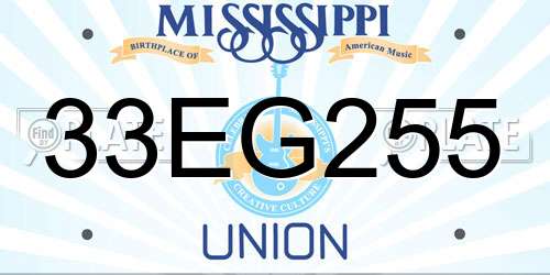 33EG255 Mississippi License Plate