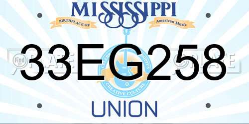 33EG258 Mississippi License Plate