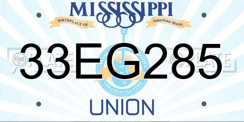 33EG285 Mississippi License Plate