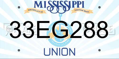 33EG288 Mississippi License Plate