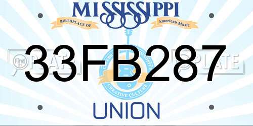 33FB287 Mississippi License Plate