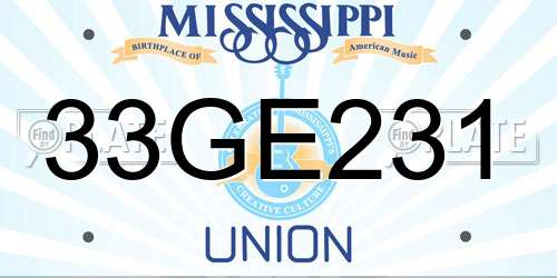 33GE231 Mississippi License Plate