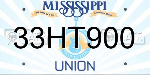 33HT900 Mississippi License Plate