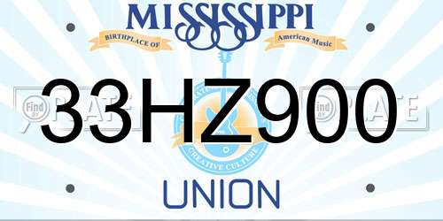 33HZ900 Mississippi License Plate