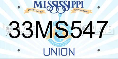 33MS547 Mississippi License Plate