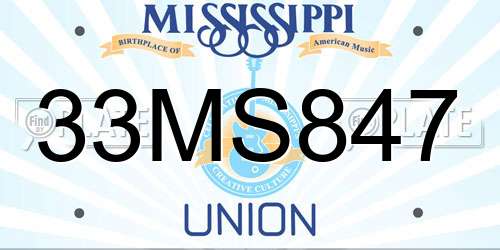 33MS847 Mississippi License Plate