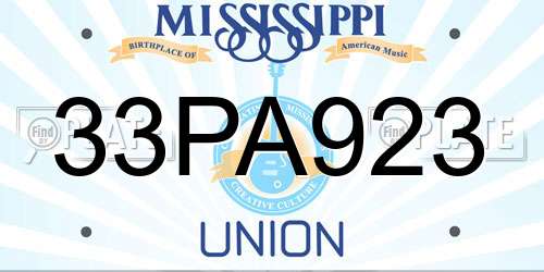 33PA923 Mississippi License Plate
