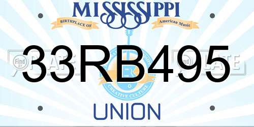 33RB495 Mississippi License Plate